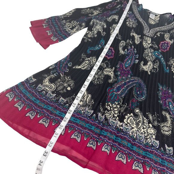 Catherines Womens 2X Paisley Beaded V-Neck Tunic Top 3/4 Bell Sleeves - Picture 5 of 10